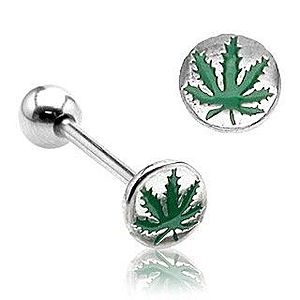 Piercing do jazyka lístok marihuana N34.21 vyobraziť