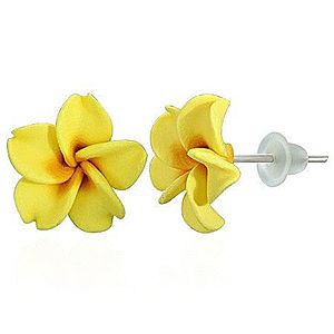 Žlté Fimo náušnice - tvar kvet Plumeria AA04.27 vyobraziť