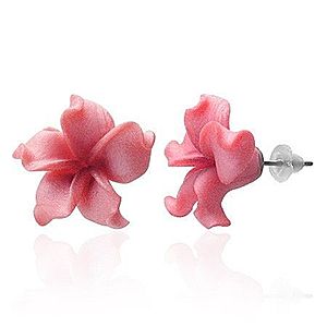 Fimo náušnice kvietok - zvlnené ružové lupienky AA04.29 vyobraziť