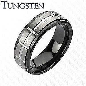 Tungstenový brúsený prsteň, čierne okraje F4.6 vyobraziť