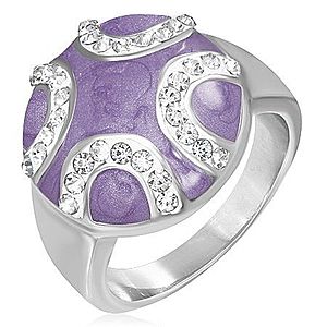 Oceľový prsteň - vypuklý fialový kruh, zirkónové polmesiace F7.13 vyobraziť