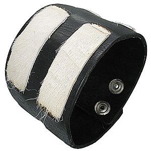 Kožený náramok - biele kožušinkové pásy T16.7 vyobraziť