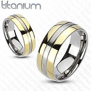 Titánový prsteň - zlatá a strieborná farebná kombinácia F9.19 vyobraziť