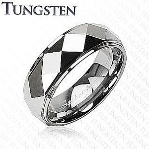 Tungstenový prsteň so skosenými kosoštvorcami, strieborná farba K10.1 vyobraziť