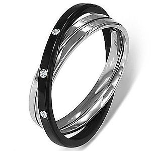 Oceľový prsteň - dvojitý, striebornej a čiernej farby K12.15 vyobraziť