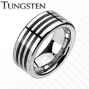 Tungstenový prsteň s troma čiernymi pásikmi po obvode C19.1 vyobraziť