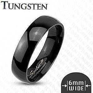 Tungstenový hladký čierny prsteň, 6 mm K17.9/K17.10 vyobraziť