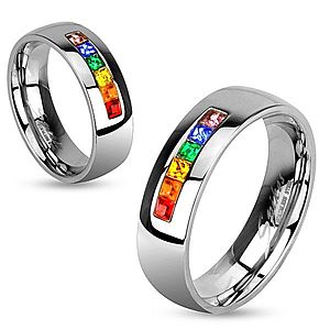 Oceľový prsteň s rôznofarebnými zirkónmi C20.7 vyobraziť