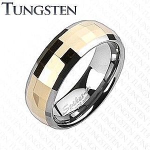 Wolfrámový prsteň - obdĺžnikové lomené fazety zlatej farby C20.8 vyobraziť