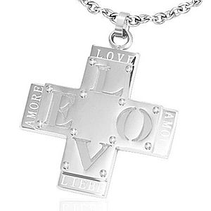 Prívesok z ocele - dvojitý kríž s nápisom "LOVE" Z24.2 vyobraziť