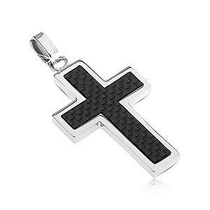 Oceľový kríž - ozdoba s karbónovým dizajnom Y22.8 vyobraziť