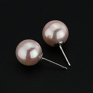 Puzetové náušnice zo striebra 925 - svetloružové perly, 10 mm Z15.7 vyobraziť