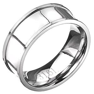 Oceľový prsteň - obrúčka striebornej farby s vyvýšeným lemom C25.2 vyobraziť