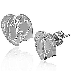 Náušnice z ocele - zamilovaný pár v srdci, puzetky AA34.12 vyobraziť