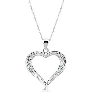 Strieborný náhrdelník 925 - širšia trblietavá silueta srdca X47.14 vyobraziť