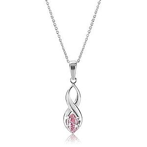 Lesklý náhrdelník - špicatá osmička a ružový zrnkový zirkón, striebro 925 X36.6 vyobraziť