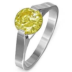 Prsteň z ocele - kameň v žltej farbe "November", postranné úchyty E5.8 vyobraziť