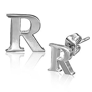 Náušnice z ocele - tlačené lesklé písmeno R AA12.19 vyobraziť