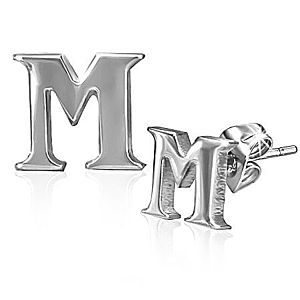 Puzetové náušnice z ocele - tlačené písmeno M AB14.19 vyobraziť