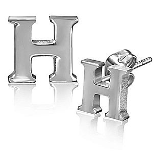 Oceľové náušnice - tvar písmena H, puzetky W23.11 vyobraziť