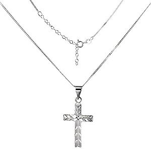 Ligotavý náhrdelník - krížik so šikmými zárezmi, striebro 925 Q3.12 vyobraziť