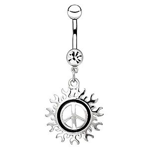 Oceľový piercing do pupku - symbol mieru s motívom slnka AA19.15 vyobraziť