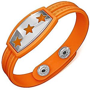 Náramok z gumy - oranžový s hviezdami a gréckym motívom AA35.18 vyobraziť