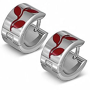 Kruhové náušnice z ocele s motívom červených lístkov AA37.18 vyobraziť