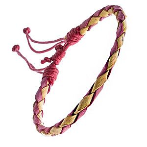 Pletený náramok z kože - červeno-žltý pletenec, šnúrky Z12.10 vyobraziť