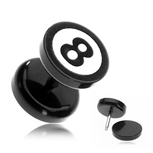 Okrúhly akrylový fake plug - biliardová guľa číslo "8" PC33.09 vyobraziť