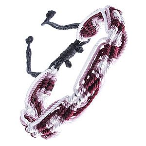 Trojfarebný pletený náramok - ružovo-bordovo-biele šnúrky Z13.12 vyobraziť