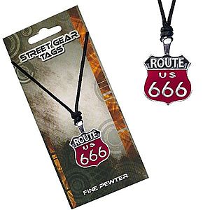 Čierno-červený náhrdelník na šnúrke, značka Route 666 S4.15 vyobraziť