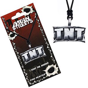 Šnúrkový náhrdelník, kovový prívesok - tabuľa s nápisom "TNT" S1.16 vyobraziť