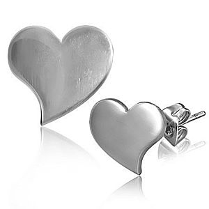 Lesklé puzetové náušnice z ocele - prehnuté srdce Q2.4 vyobraziť