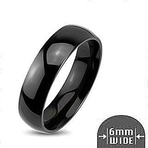 Lesklý kovový prsteň - hladká zaoblená obrúčka čiernej farby L11.04 vyobraziť