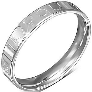 Oceľový prsteň - obrúčka, nápis I LOVE YOU, symbol ženy a muža L15.02 vyobraziť