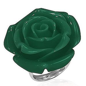 Prsteň z chirurgickej ocele - zelená ruža, živica BB2.17 vyobraziť