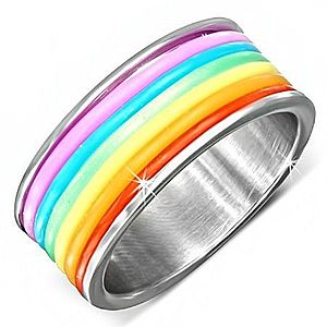 Oceľový prsteň s farebnými gumenými prúžkami BB4.8 vyobraziť