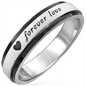 Oceľový prsteň s čiernymi krajmi, Forever Love BB4.19 vyobraziť