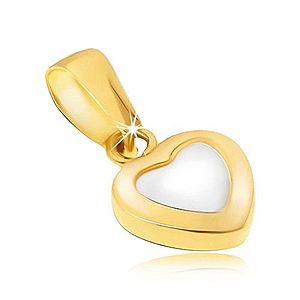 Zlatý prívesok 585 - dvojfarebné pravidelné srdce, lesklý zaoblený povrch GG21.04 vyobraziť