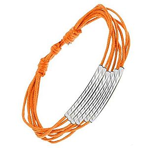 Oranžový šnúrkový náramok, lesklé rúrky so šikmými zárezmi S10.11 vyobraziť