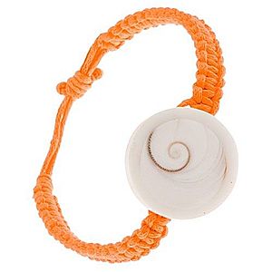 Oranžový šnúrkový pletenec s kruhovou imitáciou lastúry S10.20 vyobraziť