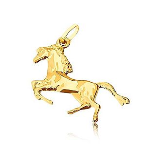 Zlatý prívesok 585 - lesklý kôň postavený na zadných nohách GG05.22 vyobraziť