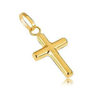 Zlatý prívesok 585 - drobný latinský kríž, zrkadlový lesk GG05.35 vyobraziť