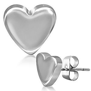 Puzetové náušnice z ocele, hladké súmerné srdce Q23.17 vyobraziť