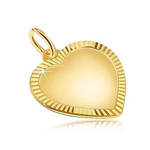 Zlatý prívesok 585 - veľké pravidelné matné srdce, ligotavá ryhovaná obruba GG29.17 vyobraziť