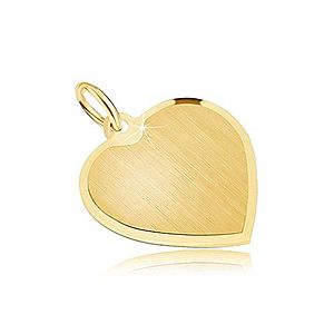Zlatý prívesok 585 - pravidelné srdce so saténovým povrchom, skosená obruba GG30.05 vyobraziť