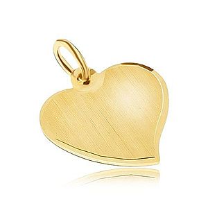 Zlatý prívesok 585 - nepravidelné ploché srdce, saténový povrch, lesklý okraj GG30.03 vyobraziť