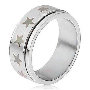 Oceľový prsteň - točiaca sa matná obruč, potlač šedých hviezd BB17.15 vyobraziť