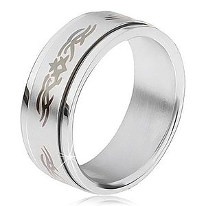 Oceľový prsteň, matná točiaca sa obruč s ornamentom BB17.16 vyobraziť